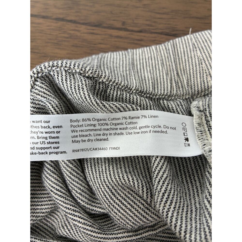 Eileen Fisher Organic Cotton Linen Pants Womens Large Gray Stripe Elastic Waist - Picture 5 of 6